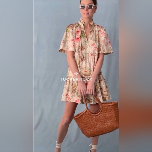 Tuckernuck Crawford Dress M Sun Faded Floral Mini Ruffle Cotton Dress NWT - Picture 5 of 13